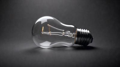 The primary subject of the image is a light bulb, which is the main object in the scene. The light bulb is placed on a black surface, creating a contrast between the light and the dark background. The visual style of the image is a photo, capturing the light bulb in its natural setting. The colors in the image are predominantly black and white, giving the scene a classic and timeless appearance.