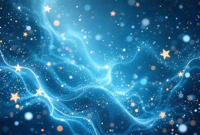 The primary subject of the image is a blue and white starry background. The setting is a space with a blue and white starry background, which creates a sense of depth and a celestial atmosphere. The visual style is digital art, as the image is a digital illustration of a starry background. The colors and mood are predominantly blue and white, with a sense of wonder and tranquility.