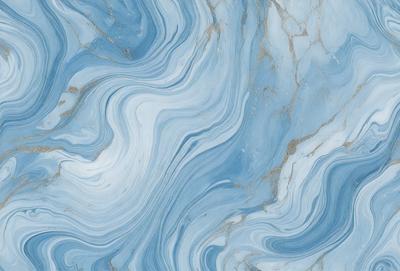 The primary subject of the image is a blue and white marbled wall. The setting is a room with a blue and white marbled wall as the main focus. The visual style is a photo of the marbled wall. The dominant colors are blue and white, creating a calm and soothing atmosphere.
