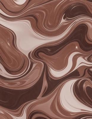 The primary subject of the image is a close-up of a chocolate-colored pattern, which appears to be a swirling design. The setting is a surface with a chocolate-colored pattern, possibly a wall or a piece of art. The visual style of the image is a close-up of the pattern, showcasing the intricate details of the swirling design. The colors and mood of the image are predominantly brown and rich, creating a warm and inviting atmosphere.