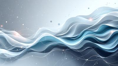 The primary subject of the image is a blue and white wave, which is the main focus of the scene. The wave is set against a white background, giving it a clean and minimalist appearance. The visual style of the image is digital art, as it is a computer-generated representation of a wave. The dominant colors in the image are blue and white, creating a calm and serene atmosphere.