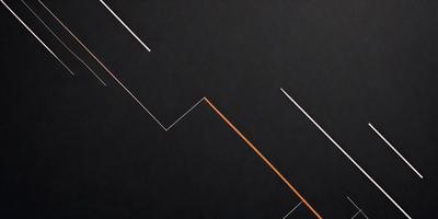 The primary subject of the image is a black background with a single orange line. The setting is a dark room, and the visual style is a simple, minimalist design. The colors and mood are predominantly dark and moody, with the orange line providing a contrasting element.