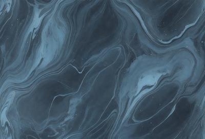 The primary subject of the image is a blue and white patterned surface, which appears to be a marbled or textured material. The setting is a dark room, and the visual style is a close-up of the patterned surface. The colors and mood of the image are predominantly dark and moody, with the blue and white pattern providing a contrasting and visually appealing element.