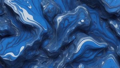 The primary subject of the image is a blue, swirling, and wavy pattern. The setting is a blue background, and the visual style appears to be a digital art or illustration. The dominant colors are blue and white, creating a calming and soothing atmosphere.