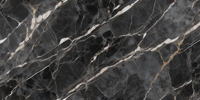 The primary subject of the image is a marble countertop with a black and white pattern. The setting is a kitchen, and the visual style is a close-up of the countertop. The colors and mood of the image are predominantly black and white, giving it a classic and elegant appearance.