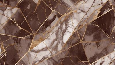The primary subject of the image is a marble wall with a gold pattern. The setting is a room with a marble floor. The visual style is a close-up of the marble wall, showcasing the gold pattern. The colors and mood of the image are warm and elegant, with the gold pattern adding a touch of luxury to the marble wall.