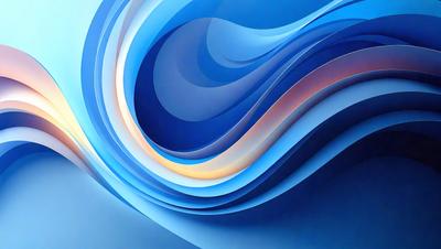 The primary subject of the image is a blue and white wave, which is the main focus of the scene. The setting is a blue background, and the visual style appears to be a digital art or illustration. The dominant colors in the image are blue and white, creating a calm and serene atmosphere.