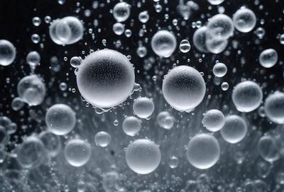 The primary subject of the image is a close-up of a water droplet, which is the main object in the scene. The setting is a dark background, which contrasts with the brightness of the water droplet. The visual style is a close-up of a water droplet, which gives the image a realistic and detailed appearance. The colors and mood of the image are predominantly dark, with the brightness of the water droplet creating a focal point and a sense of depth in the