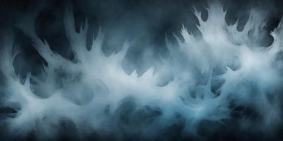 The primary subject of the image is a large, flowing, and swirling pattern of white and blue colors. The setting is a dark, blue background, which contrasts with the vibrant colors of the pattern. The visual style appears to be a combination of digital art and illustration, creating a dynamic and captivating scene. The overall atmosphere is one of movement and energy, as the swirling pattern seems to be in constant motion.