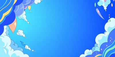 The primary subject of the image is a blue sky with a few clouds. The setting is a clear day with a cloudy sky. The visual style is a digital art or illustration, giving the image a vibrant and colorful appearance. The colors and mood of the image are predominantly blue and calm, creating a serene atmosphere.