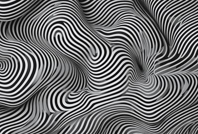 The primary subject of the image is a black and white pattern, which appears to be a digital art or illustration. The setting is a black and white background, and the visual style is a close-up of the pattern. The dominant colors are black and white, creating a classic and timeless atmosphere.