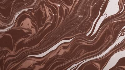 The primary subject of the image is a close-up of a brown and white marbled surface, which appears to be a chocolate-colored marble. The setting is a room with a brown and white marbled wall, which adds to the overall atmosphere. The visual style of the image is a close-up, showcasing the intricate patterns and textures of the marbled surface. The colors and mood of the image are warm and inviting, with the brown and white marbled surface creating a sense of lux