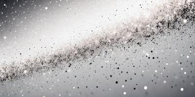 The primary subject of the image is a black and white photo of a starry sky. The setting is a dark background with a few stars visible. The visual style is a close-up of the sky, showcasing the stars and their patterns. The colors and mood of the image are predominantly dark and moody, with the stars providing a contrasting element of light.