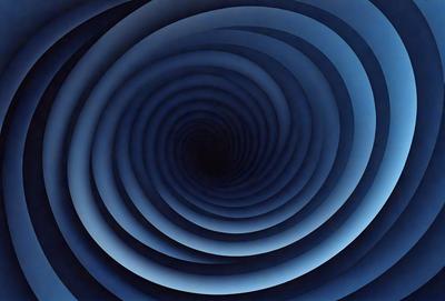 The primary subject of the image is a spiral pattern, which is the main object, scene, or focus of the image. The spiral pattern is set against a blue background, giving the image a vibrant and lively atmosphere. The visual style of the image is a combination of photo and digital art, creating a unique and eye-catching design. The colors and mood of the image are predominantly blue, which adds to the overall sense of depth and intrigue.