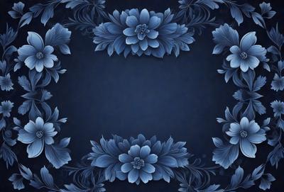 The primary subject of the image is a blue background with a pattern of blue flowers. The setting is a blue background, and the visual style is a digital art or illustration. The dominant colors are blue, and the overall atmosphere is calm and serene.