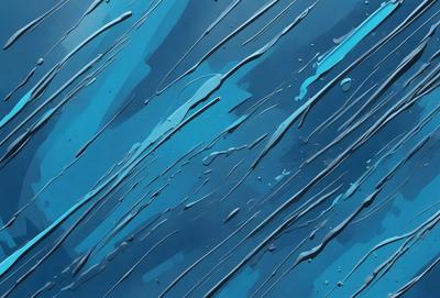 The primary subject of the image is a blue background with a pattern of dripping water. The setting appears to be a blue sky, and the visual style is a combination of a photo and digital art. The colors and mood of the image are predominantly blue, creating a calm and serene atmosphere.