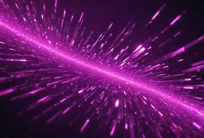 The primary subject of the image is a purple light or light effect, which appears to be a purple neon light or a purple light streak. The setting is a dark background, which contrasts with the purple light. The visual style of the image is a close-up of the purple light, showcasing its vibrant color and unique appearance. The colors and mood of the image are predominantly purple, creating a visually striking and somewhat mysterious atmosphere.