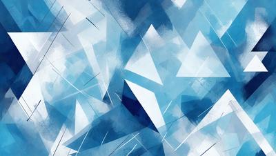 The primary subject of the image is a blue and white geometric pattern. The setting is a blue background, and the visual style is a digital art or illustration. The dominant colors are blue and white, creating a calm and soothing atmosphere.