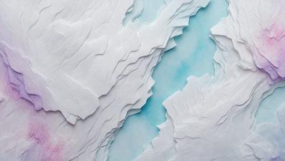 The primary subject of the image is a large, white, and blue paper sculpture. The setting is a blue and white background, which complements the artwork. The visual style is a combination of digital art and illustration, creating a unique and eye-catching piece. The colors and mood of the image are predominantly blue and white, giving it a calm and serene atmosphere.