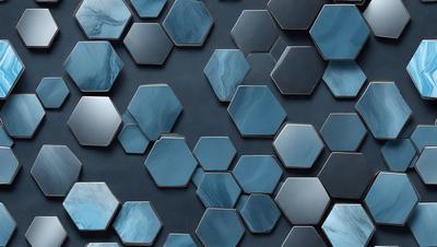The primary subject of the image is a blue and white tile pattern. The setting is a black background, and the visual style appears to be a pattern or texture. The dominant colors are blue and white, creating a calm and soothing atmosphere.