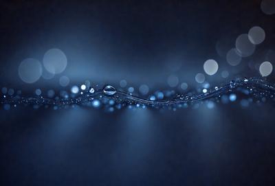 The primary subject of the image is a blue background with a water-like texture. The setting appears to be a dark, moody environment. The visual style is a digital art or illustration, creating a unique and artistic representation of the water. The dominant colors are blue and black, giving the image a dramatic and atmospheric feel.