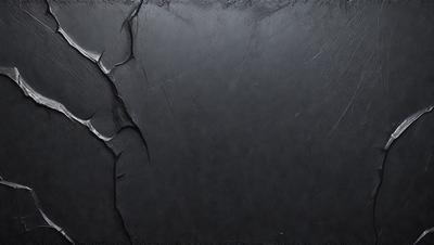 The primary subject of the image is a black leather surface with a cracked appearance. The setting is a dark room, and the visual style is a close-up of the leather surface. The colors and mood of the image are dark and moody, with the black leather creating a dramatic and intense atmosphere.
