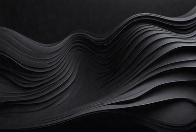 The primary subject of the image is a black and white photo of a large, curved, and wavy structure. The setting is a black background, which emphasizes the shape and texture of the structure. The visual style is a combination of a photo and a drawing, creating a unique and artistic representation of the subject. The colors and mood of the image are predominantly black and white, giving it a dramatic and striking appearance.