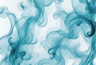 The primary subject of the image is a blue smoke or mist, which is the main object, scene, or focus of the image. The setting or background is a white surface, which provides a clean and minimalistic backdrop for the blue smoke. The visual style of the image is a digital art or illustration, as it appears to be a computer-generated or digitally created image. The dominant colors in the image are blue and white, creating a calm and serene atmosphere.