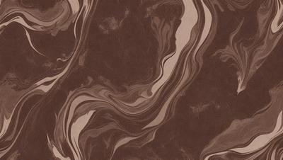 The primary subject of the image is a brown and white patterned surface, which appears to be a marbled paper or a textured wallpaper. The setting is a room with a brown table, and the visual style is a close-up of the patterned surface. The colors and mood of the image are warm and earthy, with the brown and white pattern creating a sense of depth and texture.