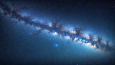 The primary subject of the image is a large, dark blue space with a few stars visible. The setting appears to be a night sky, with the stars scattered throughout the scene. The visual style of the image is a combination of a photo and a digital art, creating a unique and captivating representation of the night sky. The colors and mood of the image are predominantly dark and moody, with the blue hue of the space and the stars adding a sense of depth and mystery to the scene.