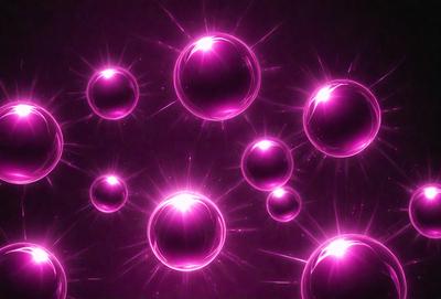 The primary subject of the image is a group of pink bubbles floating in a purple background. The setting appears to be a dark, purple space, which adds a sense of depth and mystery to the scene. The visual style of the image is a combination of digital art and illustration, creating a unique and captivating display. The dominant colors in the image are pink and purple, which evoke a sense of warmth and tranquility.