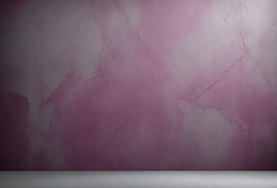 The primary subject of the image is a purple wall with a marble texture. The setting is a room with a white floor, and the visual style is a close-up of the wall. The colors and mood of the image are predominantly purple, creating a calm and serene atmosphere.