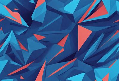 The primary subject of the image is a blue and red geometric pattern. The setting is a blue and red background, which creates a visually striking contrast with the pattern. The visual style is a digital art or illustration, as the pattern is intricately designed and detailed. The dominant colors in the image are blue and red, which evoke a sense of energy and vibrancy.
