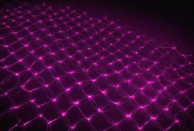 The primary subject of the image is a purple background with a pattern of pink lights. The setting appears to be a dark room, and the visual style is a combination of digital art and illustration. The dominant colors are purple and pink, creating a mood of mystery and intrigue.