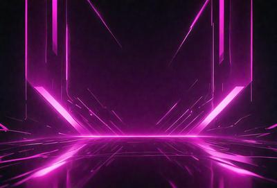 The primary subject of the image is a pink and purple neon-lit room. The setting is a futuristic environment, with a pink and purple background. The visual style is a digital art or illustration, creating a unique and vibrant atmosphere. The dominant colors are pink and purple, giving the room a futuristic and surreal appearance.