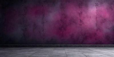 The primary subject of the image is a purple wall with a pinkish hue. The setting is a room with a stone wall, and the visual style is a photo. The dominant colors and overall atmosphere are a mix of purple and pink, creating a warm and inviting ambiance.