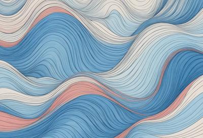 The primary subject of the image is a blue and white wave pattern. The setting is a blue and white ocean, with the waves creating a dynamic and visually appealing scene. The visual style is a combination of digital art and illustration, showcasing the artist's skill in creating a realistic and captivating representation of the ocean waves. The colors and mood of the image are predominantly blue and white, evoking a sense of calmness and tranquility.