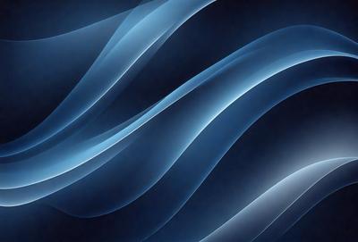The primary subject of the image is a blue wave pattern, which is the main object, scene, or focus of the image. The setting or background is a dark blue sky, and the visual style appears to be a digital art or illustration. The dominant colors in the image are blue and black, creating a calm and serene atmosphere.