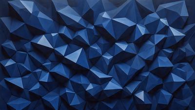 The primary subject of the image is a blue geometric pattern, which is the main focus of the image. The setting is a blue background, and the visual style is a digital art or illustration. The dominant colors are blue and white, creating a calm and soothing atmosphere.