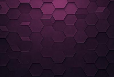 The primary subject of the image is a purple wall with a geometric pattern. The setting is a room with a purple wall, and the visual style is a patterned wallpaper. The dominant colors are purple and black, creating a bold and striking atmosphere.