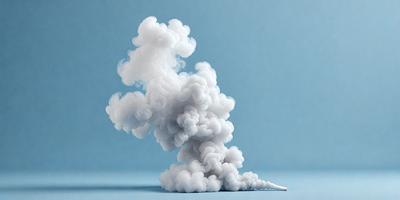The primary subject of the image is a cloud of smoke, which appears to be a digital art or illustration. The setting is a blue background, and the visual style gives the impression of a pattern or texture. The colors in the image are predominantly white, which creates a calm and serene atmosphere.