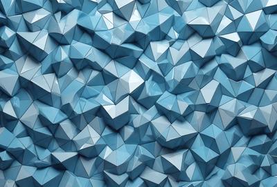 The primary subject of the image is a blue background with a pattern of triangles. The setting is a blue wall, and the visual style is a digital art or illustration. The dominant colors are blue and white, creating a calm and soothing atmosphere.
