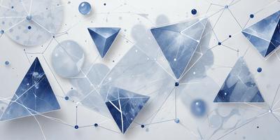 The primary subject of the image is a blue diamond shape, which is the main object, scene, or focus of the image. The setting or background features a white surface, which adds to the overall visual style. The image is a digital art or illustration, showcasing a blue and white color scheme with a modern and clean aesthetic. The diamond shape is surrounded by other diamond shapes, creating a patterned and intricate design.