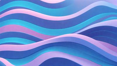The primary subject of the image is a blue and purple wave pattern. The setting is a wall, and the visual style appears to be a digital art or illustration. The dominant colors are blue and purple, creating a calming and soothing atmosphere.