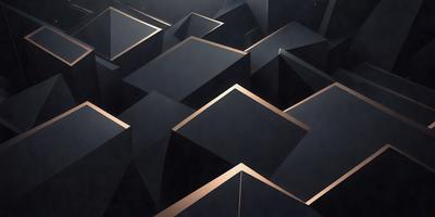 The primary subject of the image is a black and gold geometric pattern. The setting is a dark, possibly black and white, background. The visual style is a digital art or illustration, creating a unique and intricate design. The dominant colors are black and gold, giving the pattern a sophisticated and elegant appearance.