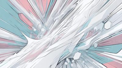 The primary subject of the image is a white and blue abstract art piece. The setting is a white background, and the visual style is digital art. The dominant colors are white and blue, creating a calm and serene atmosphere.