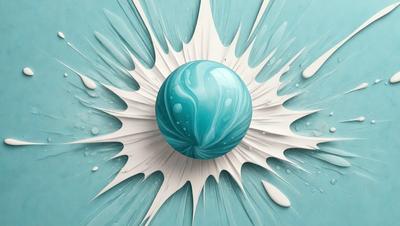 The primary subject of the image is a blue ball, which is the main object in the scene. The setting is a blue background, and the visual style is digital art. The colors and mood of the image are predominantly blue, creating a calm and serene atmosphere.