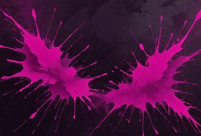The primary subject of the image is a pair of pink splatters or paint drips, which are the main objects in the scene. The setting is a black background, which contrasts with the pink splatters. The visual style appears to be a digital art or illustration, as the splatters are depicted in a stylized manner. The colors and mood of the image are predominantly pink, creating a vibrant and lively atmosphere.