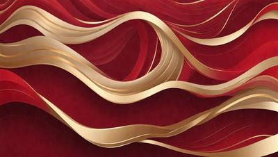 The primary subject of the image is a gold and red swirl pattern. The setting is a red background, and the visual style appears to be a digital art or illustration. The dominant colors are gold and red, creating a warm and vibrant atmosphere.