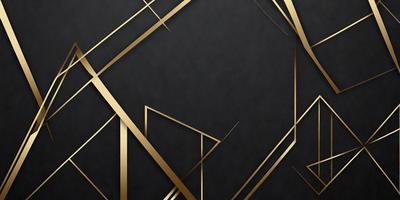 The primary subject of the image is a black background with gold geometric shapes. The setting is a dark room, and the visual style is a combination of digital art and illustration. The dominant colors are black and gold, creating a sophisticated and elegant atmosphere.